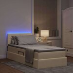 vidaXL Lit avec rangement et LED avec matelas Crème 90 x 190 cm tissu