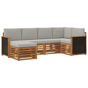 vidaXL Ensemble de canapés d'extérieur 5 pc Naturel et gris clair