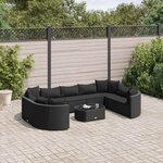 vidaXL Salon de jardin 10 Pièces avec coussins noir résine tressée