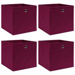 vidaXL Boîtes de rangement 4 Pièces Rouge foncé 32x32x32 cm Tissu