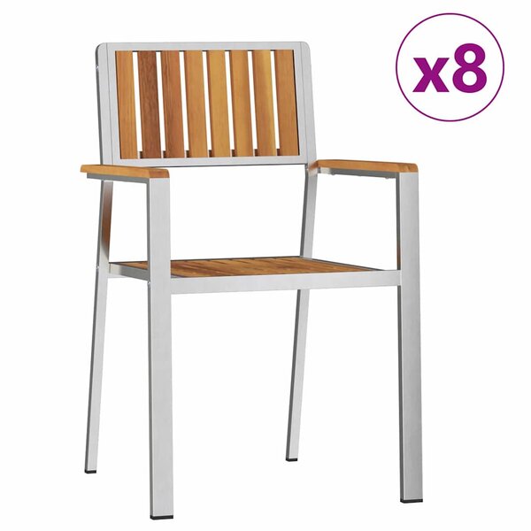 vidaXL Chaise de jardin 8 Pièces Bois d'acacia massif et acier inoxydable