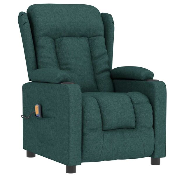 vidaXL Fauteuil de massage Vert foncé Tissu