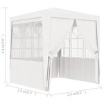 vidaXL Tente de réception avec parois latérales 2 5x2 5m Blanc 90 g/m²