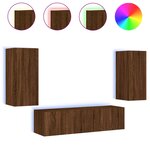 vidaXL Unités murales TV avec LED 4 Pièces chêne marron bois d'ingénierie