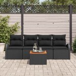 vidaXL Ensemble de canapé de jardin 5 Pièces Noir Poly rotin
