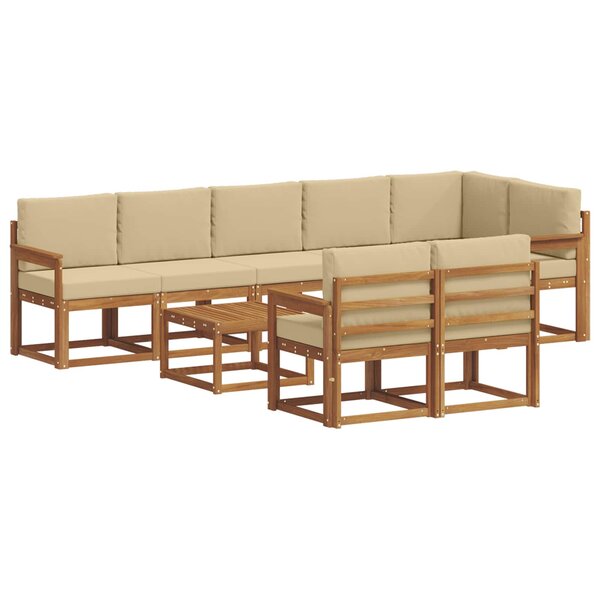 vidaXL Ensemble de canapés d'extérieur 9 pc Naturel et Beige