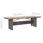 vidaXL Table de jardin 240x90x74 cm Résine tressée et bois d'acacia