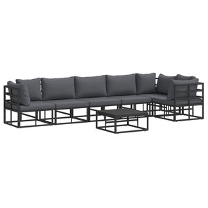 vidaXL Ensemble de canapé de jardin 7 pc Noir Aluminium