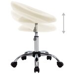 Chaise fauteuil siège de travail roulante similicuir crème 02_0024076