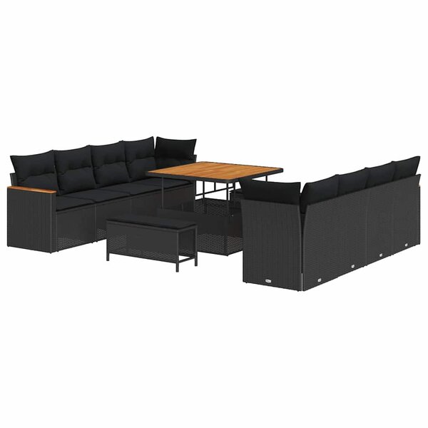 vidaXL Ensemble de canapé de jardin 11 Pièces Noir Poly rotin