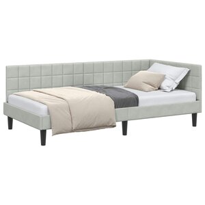 vidaXL Cadre de lit d'angle Gris clair 90 cm x 190 cm Velours