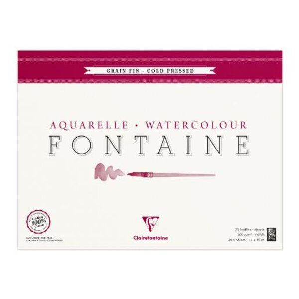 Bloc Fontaine 25F grain fin 36x48 300g encollé 4 côtés CLAIREFONTAINE