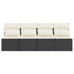 vidaXL Canapé de jardin avec coussins 4 places noir résine tressée