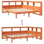 vidaXL Lit bibliothèque sans matelas cire marron 140x200 cm pin massif