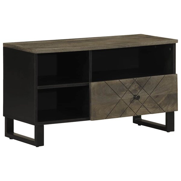 vidaXL Meuble TV noir 80x33x46 cm bois massif de manguier