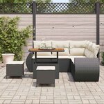 vidaXL Ensemble de canapé de jardin 8 Pièces Noir et Crème polyrotin