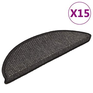 vidaXL Tapis d'escalier autocollants 15 Pièces 56x17x3 cm Anthracite
