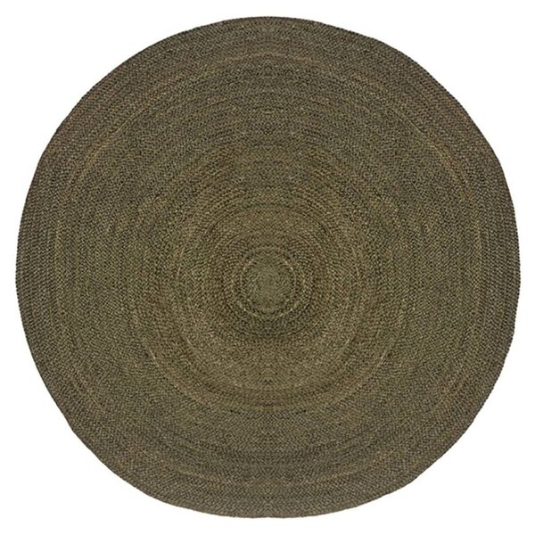 LABEL51 Tapis Jute Rond 150x150 cm XL Vert armée