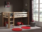PINO  Lit Compact Pin Massif Naturel 209 x 105 x 114 cm  + Rideau et tunnel de lit Spring