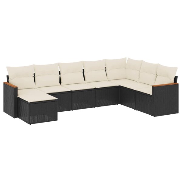 vidaXL Salon de jardin 8 Pièces avec coussins noir résine tressée