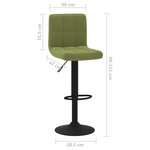 vidaXL Tabouret de bar Vert clair Velours