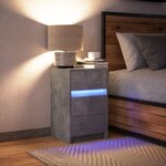 vidaXL Armoire de chevet et lumières LED gris béton bois d'ingénierie