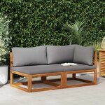 vidaXL Ensemble de canapés 2Pièces avec coussins gris foncé Acacia solide