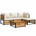vidaXL Salon de jardin avec coussins 5 Pièces Bois d'acacia solide