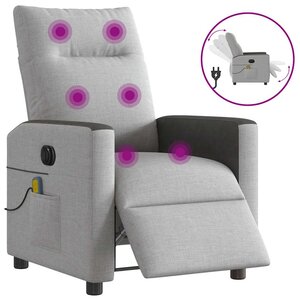 vidaXL Fauteuil de massage inclinable électrique gris nuage tissu