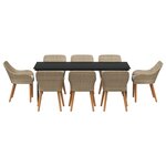 vidaXL Ensemble de salle à manger pour jardin 9 Pièces Beige polyrotin