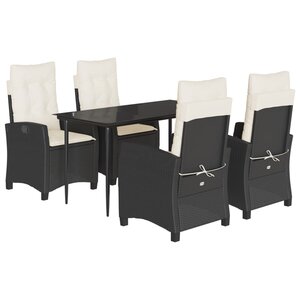 vidaXL Ensemble à manger de jardin coussins 5Pièces Noir Résine tressée