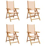 vidaXL Chaises inclinables de jardin lot de 4 beige tissu bois massif