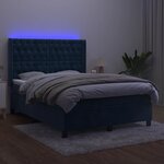 vidaXL Sommier à lattes de lit matelas et LED Bleu foncé 140x190 cm