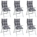 vidaXL Coussins de chaise à dossier haut lot de 6 motif carreaux gris