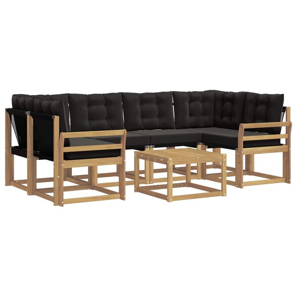 vidaXL Ensemble de canapés d'extérieur 7 Pièces Blanc et noir