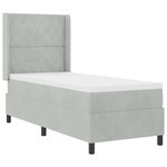vidaXL Lit à Ressorts avec Matelas LED Gris clair 80 x 200 cm Velours