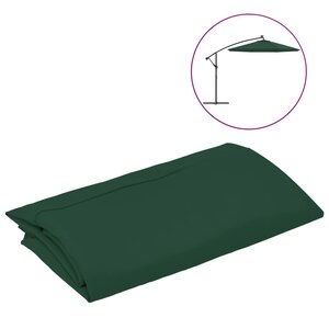 vidaXL Tissu de remplacement pour parasol déporté vert 300 cm
