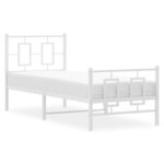 vidaXL Cadre de lit métal avec tête de lit/pied de lit blanc 80x200 cm