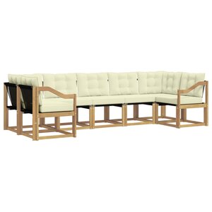vidaXL Ensemble de canapés d'extérieur 7 Pièces Blanc et crème