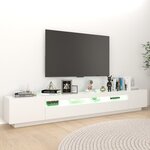 vidaXL Meuble TV avec lumières LED Blanc 260x35x40 cm