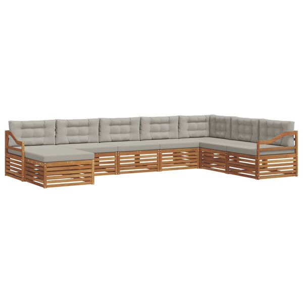 vidaXL Ensemble de canapés d'extérieur 8 pc Gris Naturel et Clair