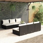 vidaXL Salon de jardin 7 Pièces avec coussins Résine tressée Noir