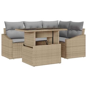 vidaXL Ensemble de canapé de jardin Réglable 5 Pièces Beige et Gris clair