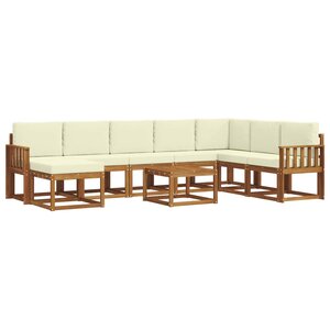 vidaXL Ensemble de canapés d'extérieur 9 Pièces Naturel et Crème