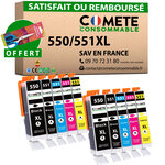 COMETE, Entreprise française - 550 551 XL - Pack de 10 Cartouches d'encre Compatibles avec Canon PGI-550 CLI-551 / 550XL 551XL - pour Cartouche Canon mg5650 mg5550 Cartouche mg6650… (10)