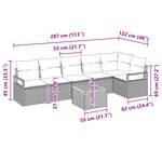 vidaXL Ensemble de canapé de jardin avec coussin 7 Pièces Gris polyrotin