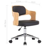 vidaXL Chaise pivotante de bureau Noir Bois courbé et similicuir
