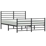 vidaXL Cadre de lit métal sans matelas avec pied de lit noir 135x190cm