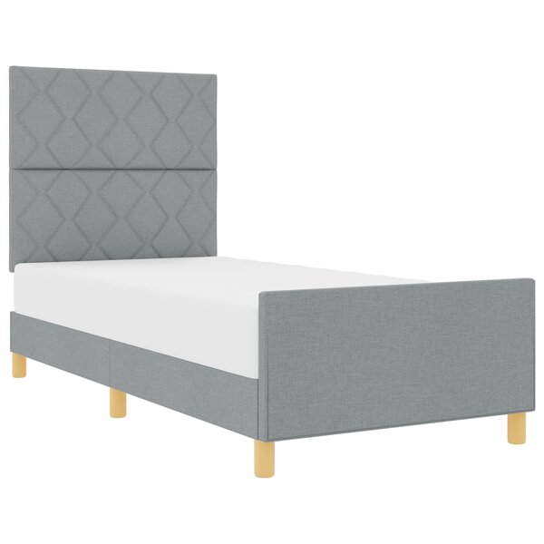 vidaXL Cadre de lit avec tête de lit Gris clair 100 x 200 cm tissu