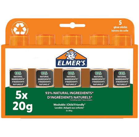 Elmer's stic bâtons de colle pure 93 d'ingrédients naturels Idéal pour les  écoles et le bricolage 20g x 5 - La Poste